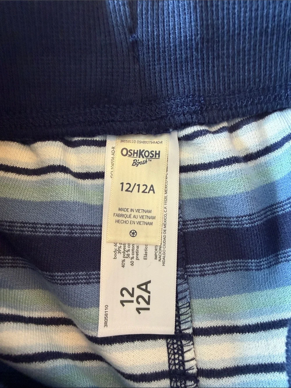 OshKosh B'gosh Navy, Light Blue and White Striped Shorts
